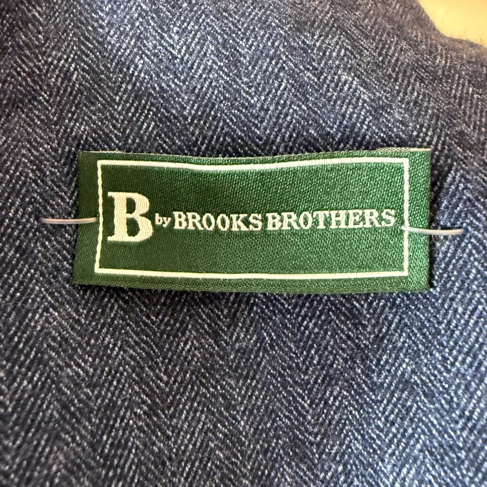 Brooks Brothers Bamboy Blazer Men 16R Blue Mix Herringbone Wool Blend Sport Coat